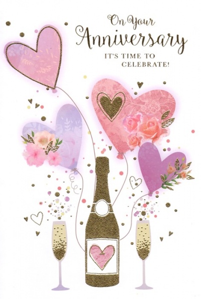 Hearts & Bubbly Your Anniversary Card