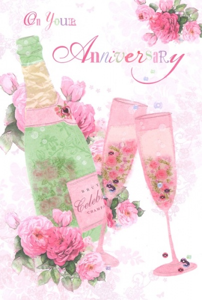 Floral Bubbly Your Anniversary Card
