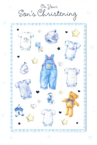 Baby Clothes Son Christening Card