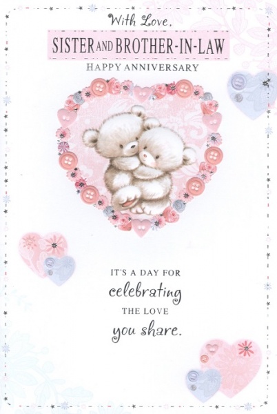 Button Heart Sister & Brother-In-Law Anniversary Card