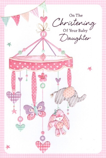 Cot Mobile Daughter Christening Card