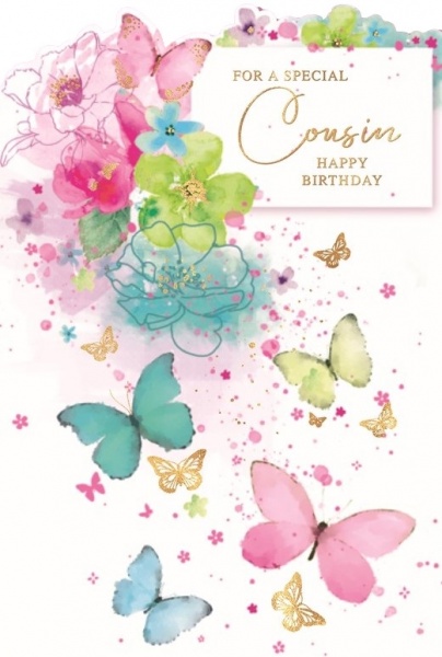 Butterflies Cousin Birthday Card