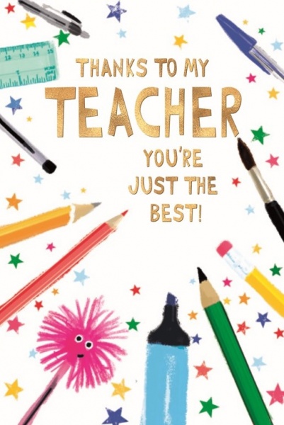 Stars & Pens Teacher Thank You Card