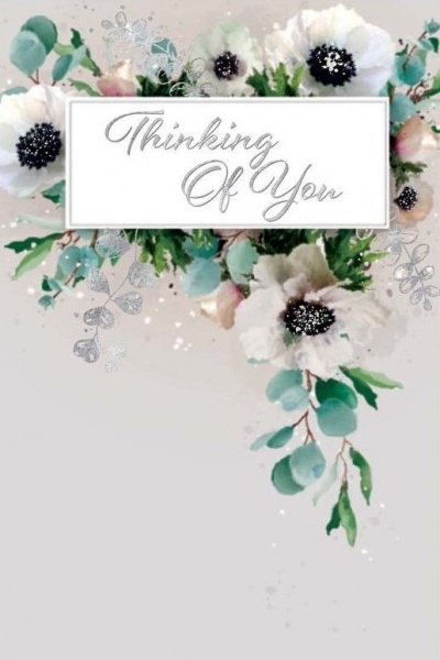 White Blooms Thinking Of You Card