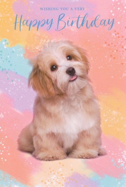 Pastel Puppy Birthday Card