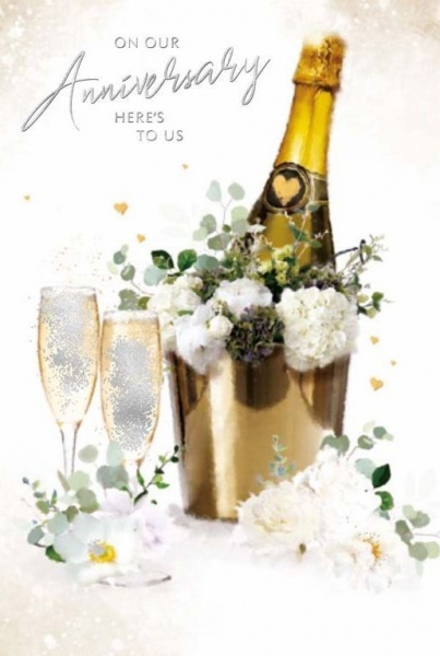 White Roses & Bubbly Our Anniversary Card