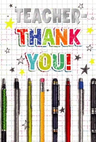 Pens & Pencils Teacher Thank You Card