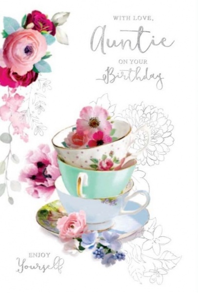 Teacups Auntie Birthday Card