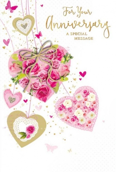 Floral Hearts Your Anniversary Card
