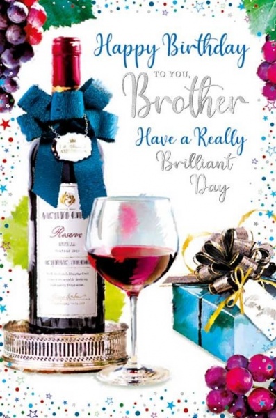 Red Wine Brother Birthday Card