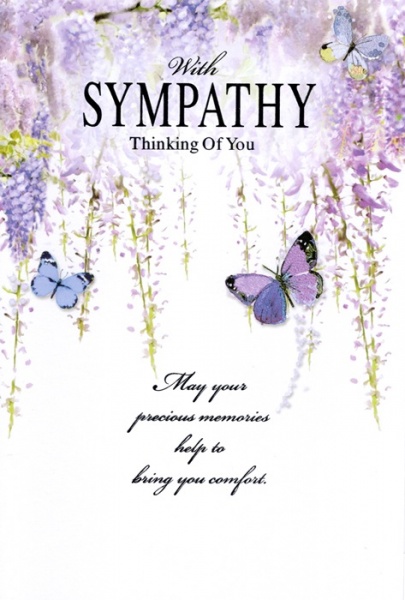 Purple Flowers & Butterflies Sympathy Card