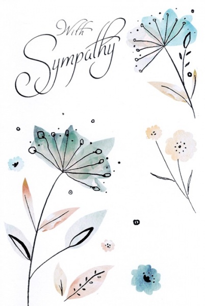 Watercolour Flowers Sympathy Card