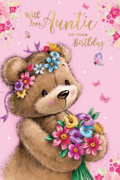 Flower Queen Auntie Birthday Card