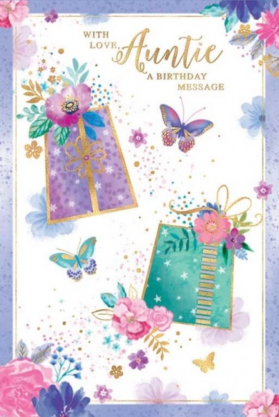 Floral Presents Auntie Birthday Card