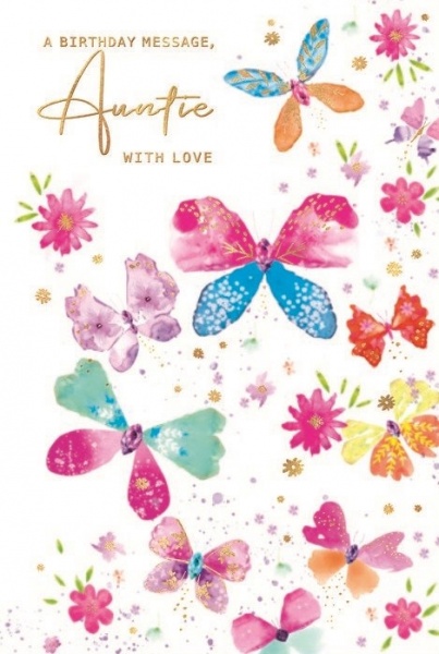 Bright Butterflies Auntie Birthday Card