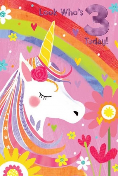 Unicorn 3rd Birthday Card