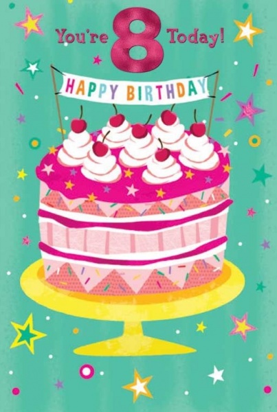 Birthday Cake 8th Birthday Card