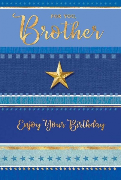 Blue Stripes Brother Birthday Card