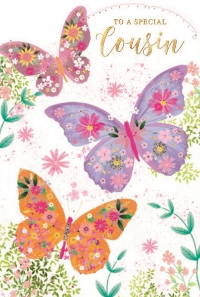 Three Butterflies Cousin Birthday Card
