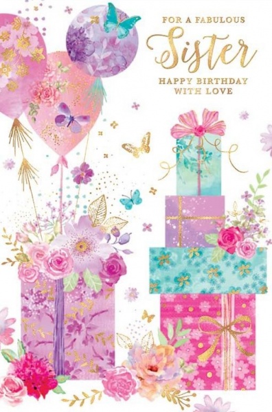 Floral Presents Sister Birthday Card