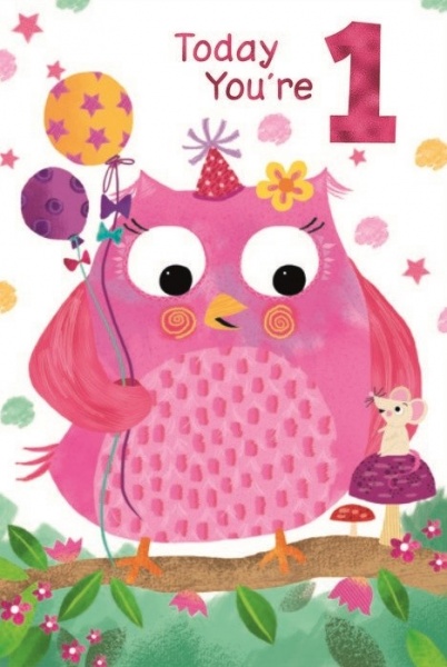 Owl 1st Birthday Card