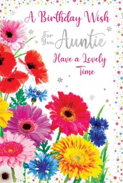 Bright Flowers Auntie Birthday Card