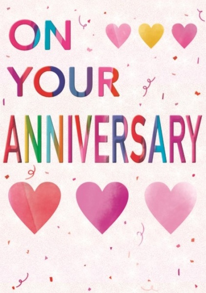 Pink Hearts Your Anniversary Card