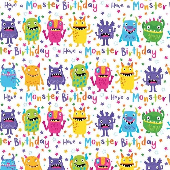 Monster Birthday Gift Wrap Sheet