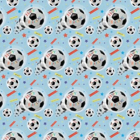 Blue Football Birthday Gift Wrap Sheet