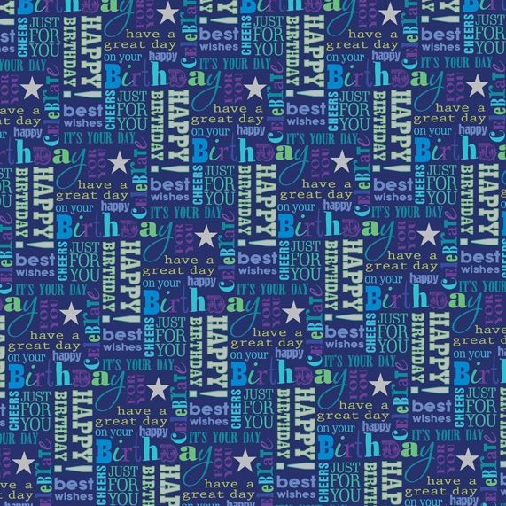 Blue Birthday Gift Wrap Sheet