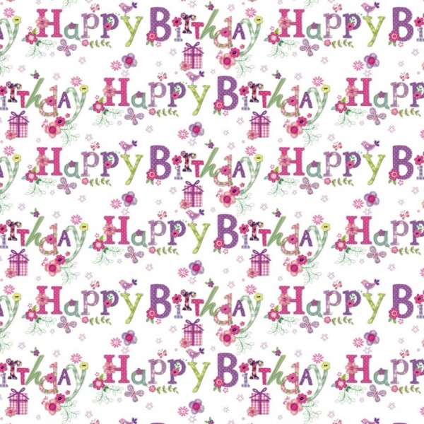 Floral Happy Birthday Gift Wrap Sheet