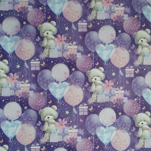 Teddy Balloons Gift Wrap Sheet