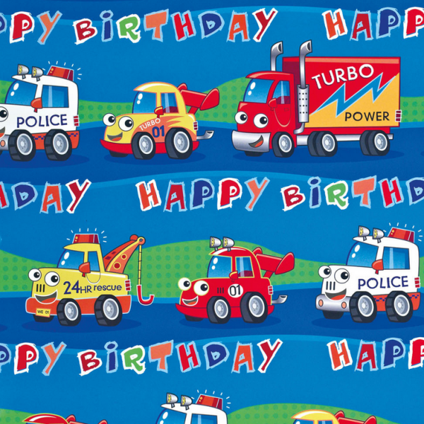 Birthday Trucks Gift Wrap Sheet