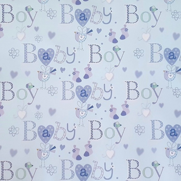 Blue Hearts New Baby Gift Wrap Sheet
