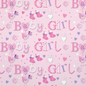 Pink Hearts New Baby Gift Wrap Sheet