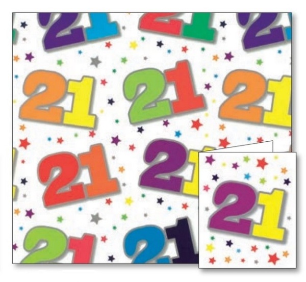 21st Birthday Gift Wrap Sheets & Tags Set