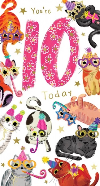 Cats 10th Birthday Card