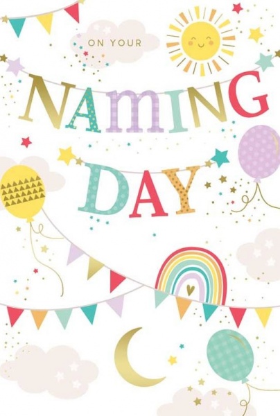 Balloons & Bunting Naming Day Card