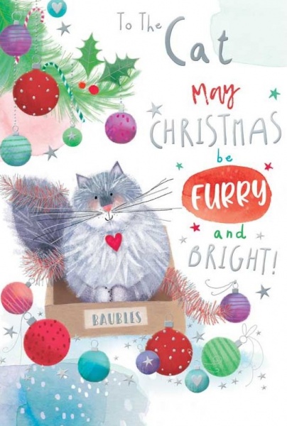 Furry & Bright Cat Christmas Card