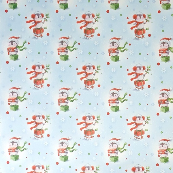Festive Penguin Christmas Gift Wrap Sheet