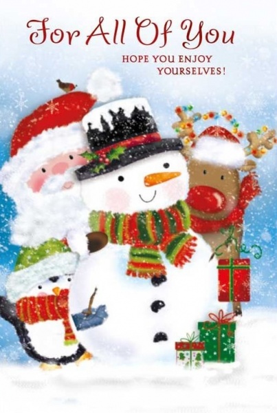 Snowman & Friends All Of You Christmas Card