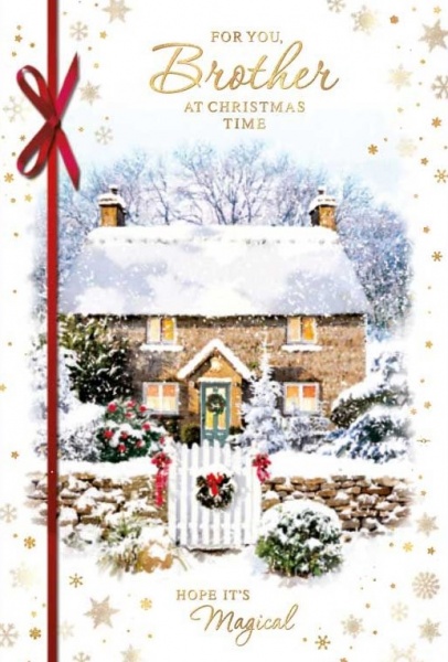 Winter Cottage Brother Christmas Card