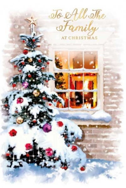 Snowy Christmas Tree Family Christmas Card