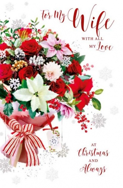 Floral Bouquet Wife Christmas Card