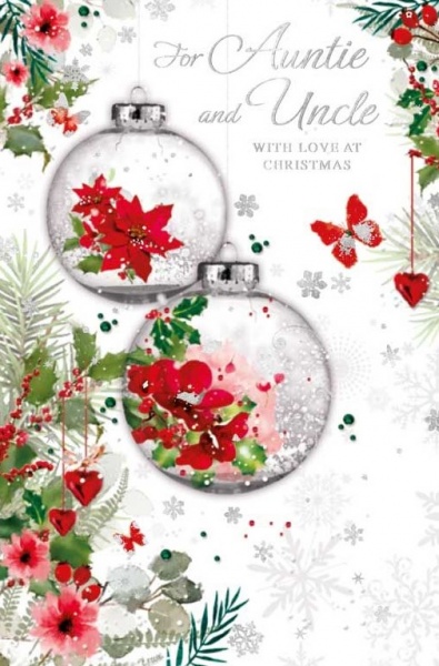 Baubles Auntie & Uncle Christmas Card