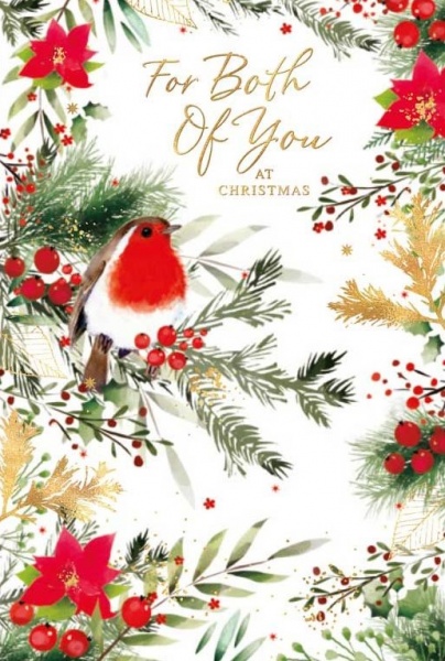 Robin & Berries Both Of You Christmas Card