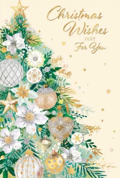 White & Gold Tree Christmas Card