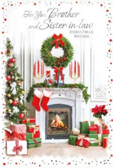 Piccadilly Greetings Christmas Card For Sister & Brother-in-Law — Traditional Tree Design, 9x6 Inches
