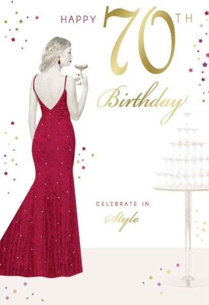 Pink Confetti Female 70th Birthday Card | Prelude