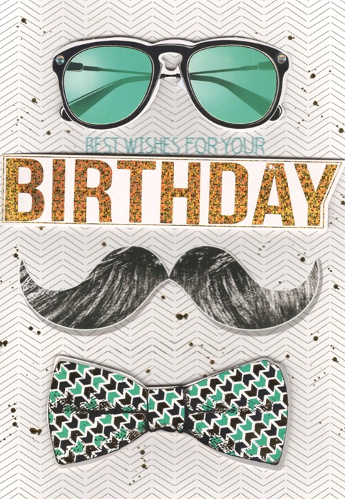 Moustache Birthday Card
